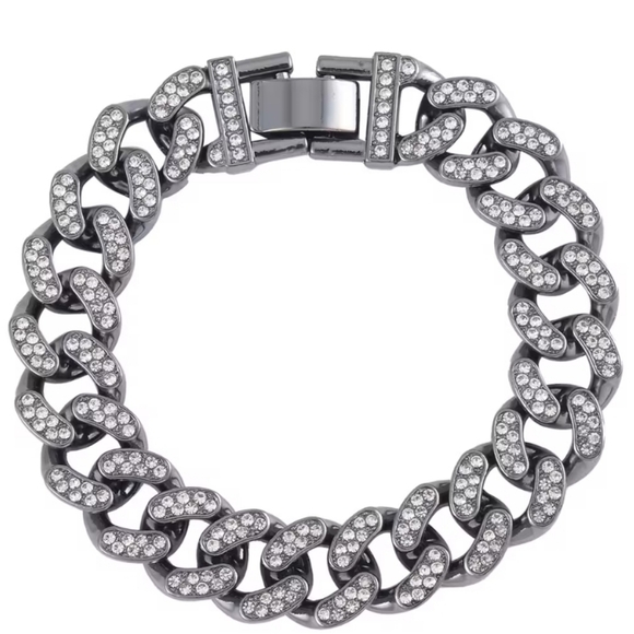 Sale NWT White Austrian Crystal Bracelet in Blacktone (7.25 In) - Picture 3 of 6